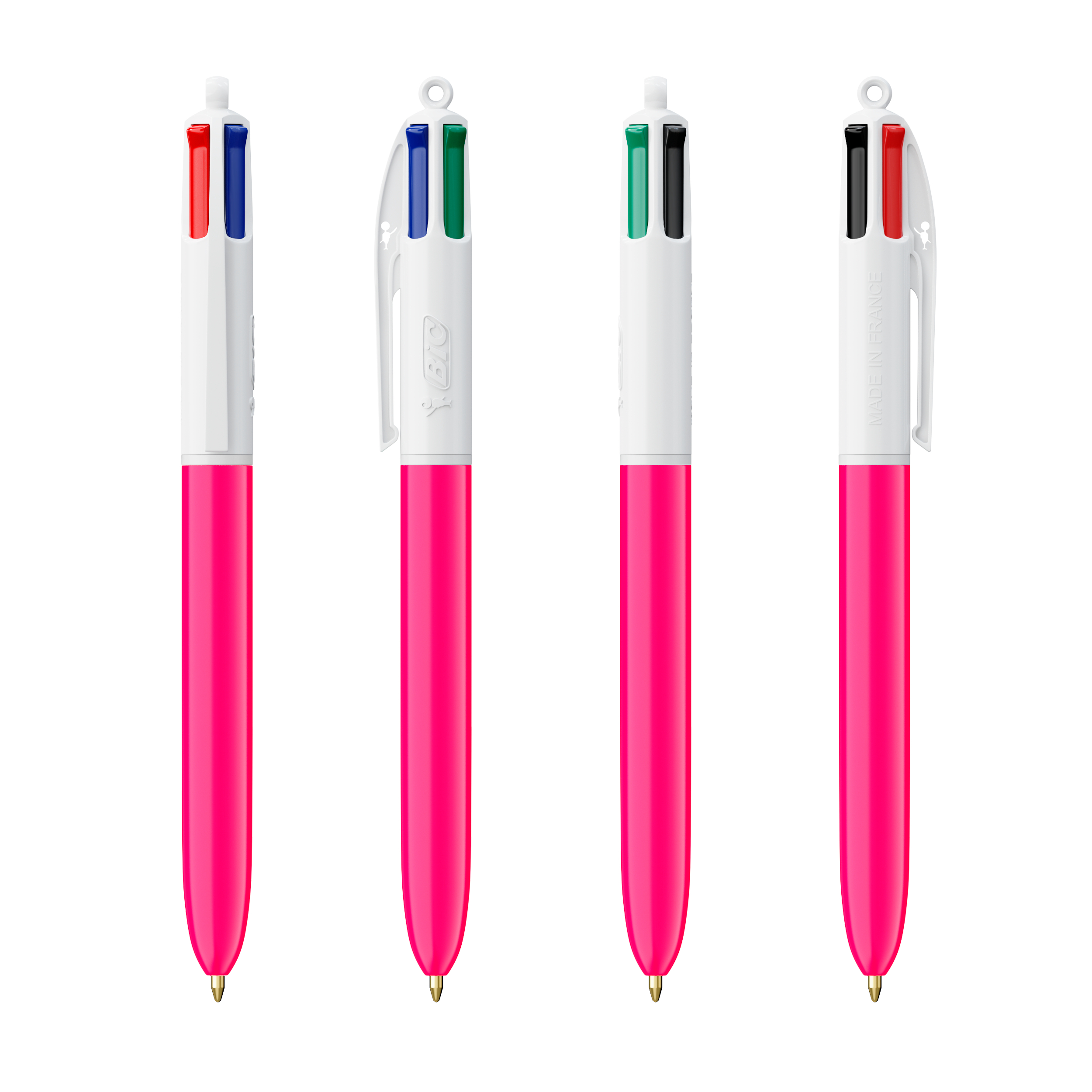 Stylo BIC® 4 couleurs personnalisable Couleur Blanc - rose